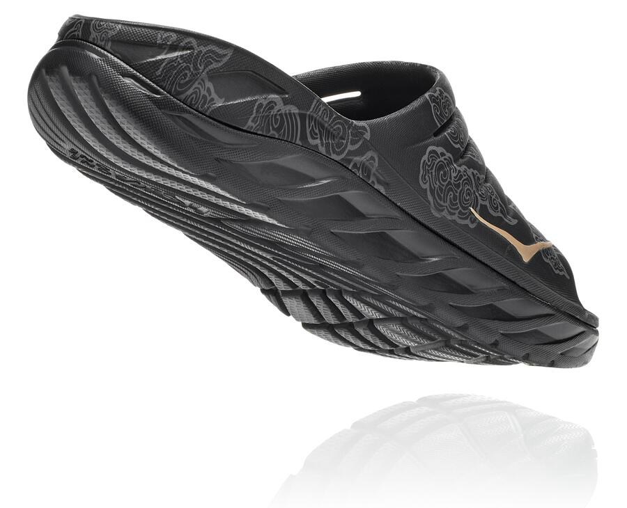 Hoka One One Slide Mens Black/Gold - Ora Recovery CNY - 75640WZLK